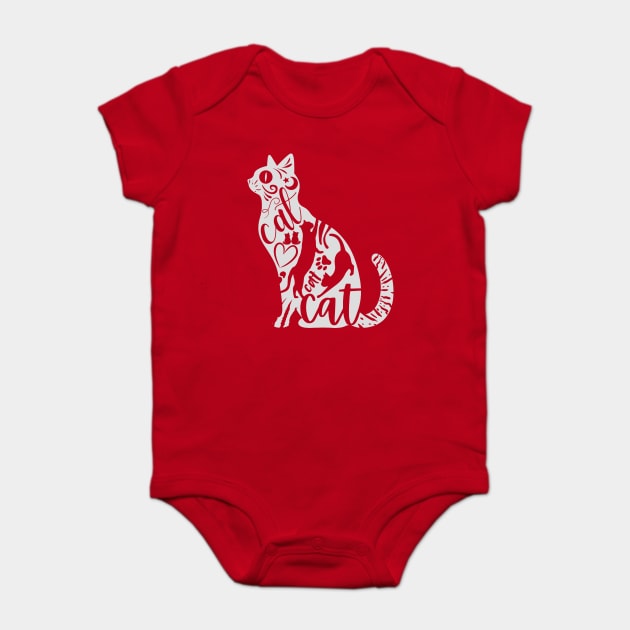 Playful Cat Doodle Art - Cute & Funny Baby Bodysuit by TuncGK